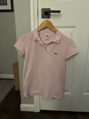 Lacoste Women's Slim Fit Stretch Piqué Polo Shirt Soft Pink Size 36
